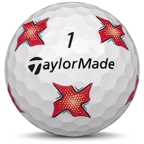 Golfboll av modellen Taylormade TP5 i 2020 års version med pix x färg framifrån