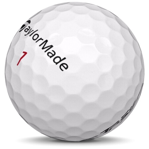 Golfboll av modellen TaylorMade TP5x i 2018 års version med vit färg sned bild