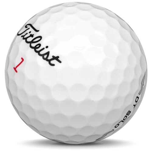 Golfboll av modellen Titleist DT Solo i vit färg sned bild