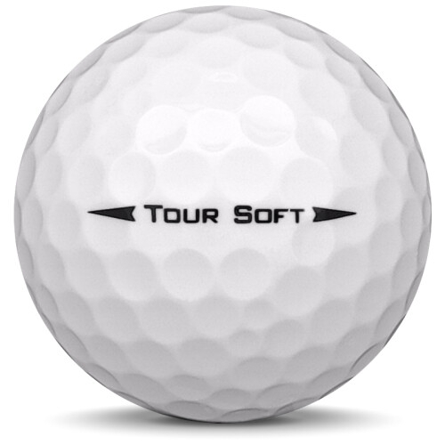 Golfboll av modellen Titleist Tour Soft i 2019 års version med vit färg från sidan