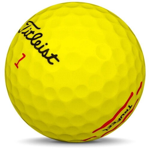 Golfboll av modellen Titleist Trufeel i 2021 års version med gul färg sned bild