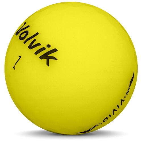 Golfboll av modellen Volvik VIVID i 2018 års version med gul färg sned bild