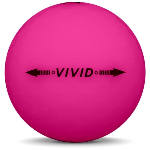 Golfboll av modellen Volvik VIVID i 2018 års version med rosa färg från sidan