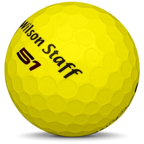 Golfboll av modellen WIlson Staff Fifty Elite i 2018 års version med gul färg sned bild