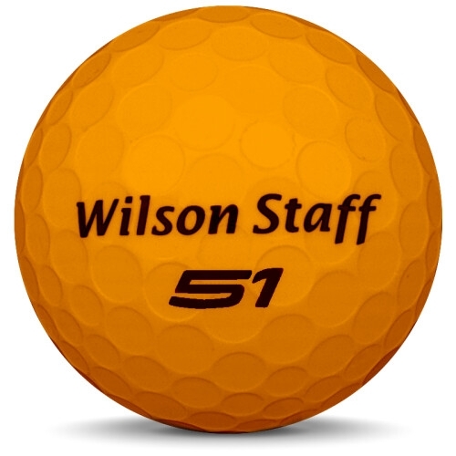 Golfboll av modellen WIlson Staff Fifty Elite i 2018 års version med orange färg framifrån