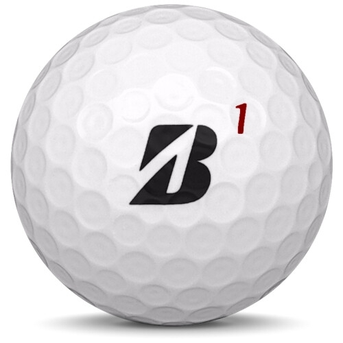 Golfboll av modellen Bridgestone B330-RXS i vit färg framifrån