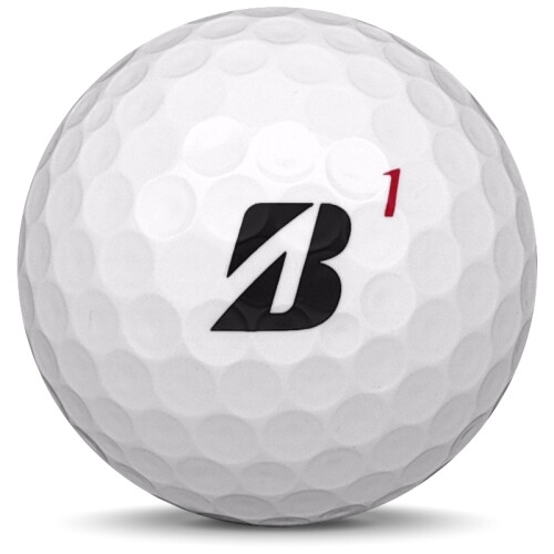Golfboll av modellen Bridgestone Tour B RX i 2021 års version med vit färg framifrån