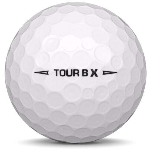 Golfboll av modellen Bridgestone Tour B X i 2021 års version med vit färg från sidan