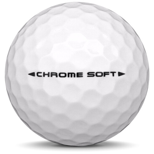 Golfboll av modellen Callaway Chrome Soft i 2019 års version med vit färg från sidan