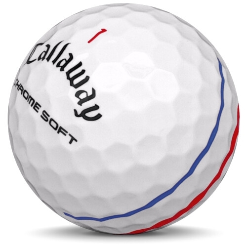 Golfboll av modellen Callaway Chrome Soft i 2021 års version med align färg sned bild