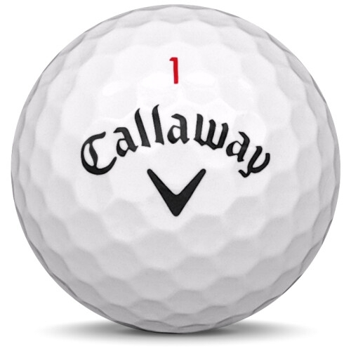 Golfboll av modellen Callaway Chrome Soft i 2021 års version med vit färg framifrån