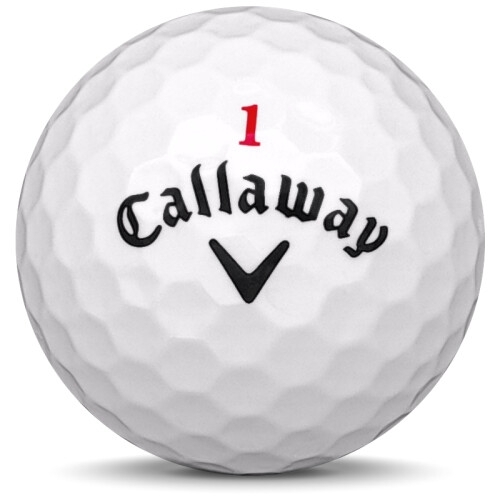 Golfboll av modellen Callaway Hex Diablo i vit färg framifrån