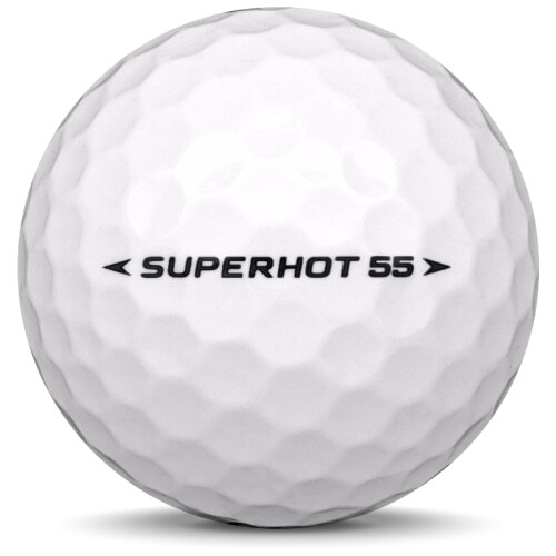 Golfboll av modellen Callaway Superhot 55 i 2018 års version med vit färg från sidan