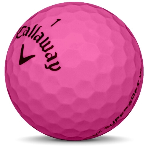 Golfboll av modellen Callaway Supersoft i 2018 års version med rosa färg sned bild