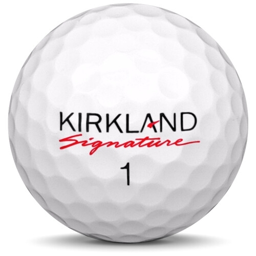 Golfboll av modellen Kirkland Performance + i 2019 års version med vit färg framifrån