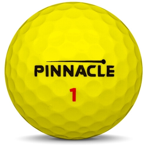 Golfboll av modellen Pinnacle Rush i 2018 års version med gul färg framifrån