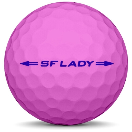 Golfboll av modellen Srixon Soft Feel Lady i rosa färg från sidan