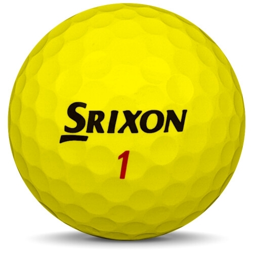 Golfboll av modellen Srixon Z-Star XV i tidigare års versioner med gul färg framifrån