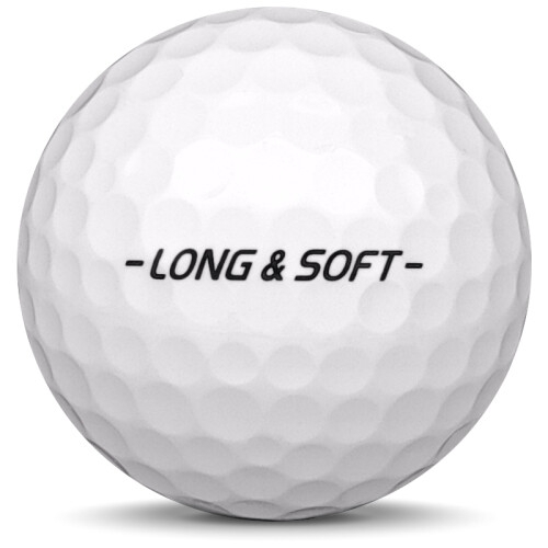 Golfboll av modellen TaylorMade Noodle Long & Soft i 2018 års version med vit färg från sidan