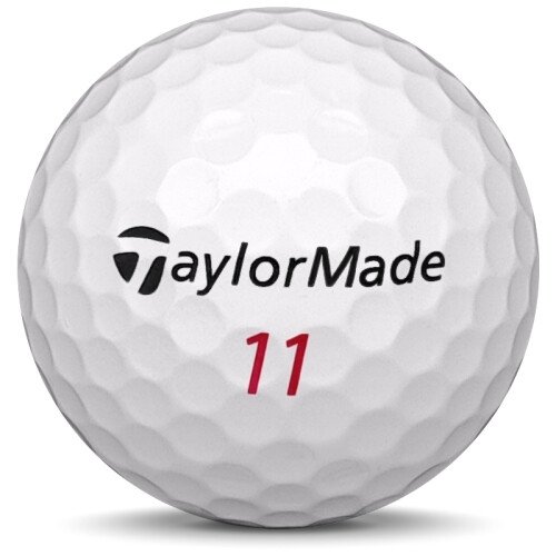 Golfboll av modellen Taylormade Project (a) i tidigare års versioner med vit färg framifrån