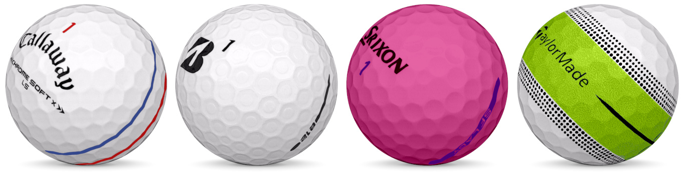 Fyra olika golfbollar